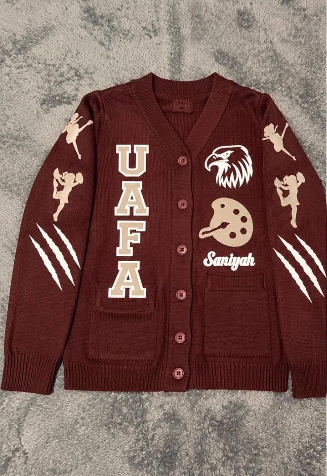 Custom Varsity Cardigan for Girls and Teens, Personalized School Spirit Sweater, Custom Name and School Colors